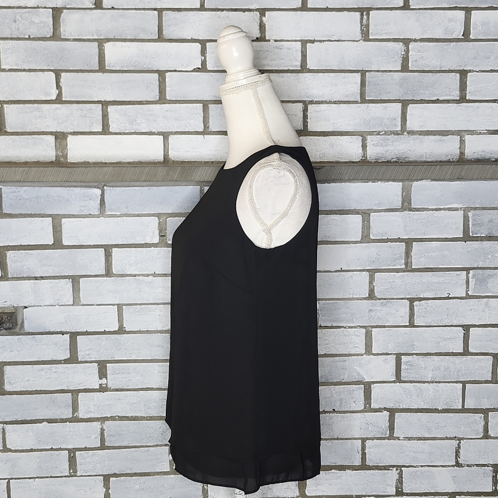 • J Jill Women’s Sleeveless Layered Sheer Chiffon Blouse Petite Size XS Black - Picture 3 of 11